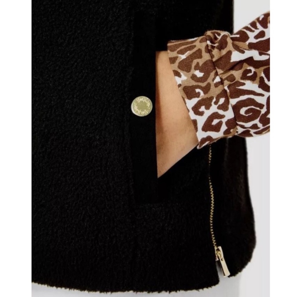 NEW! Lilly Pulitzer Skyden Suede Sherpa Reversible Vest Black SMALL $258 NWOT - Picture 4 of 9